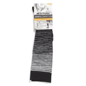DR MOTION Black/grey Ombre Waves Sport Compression Knee High Socks